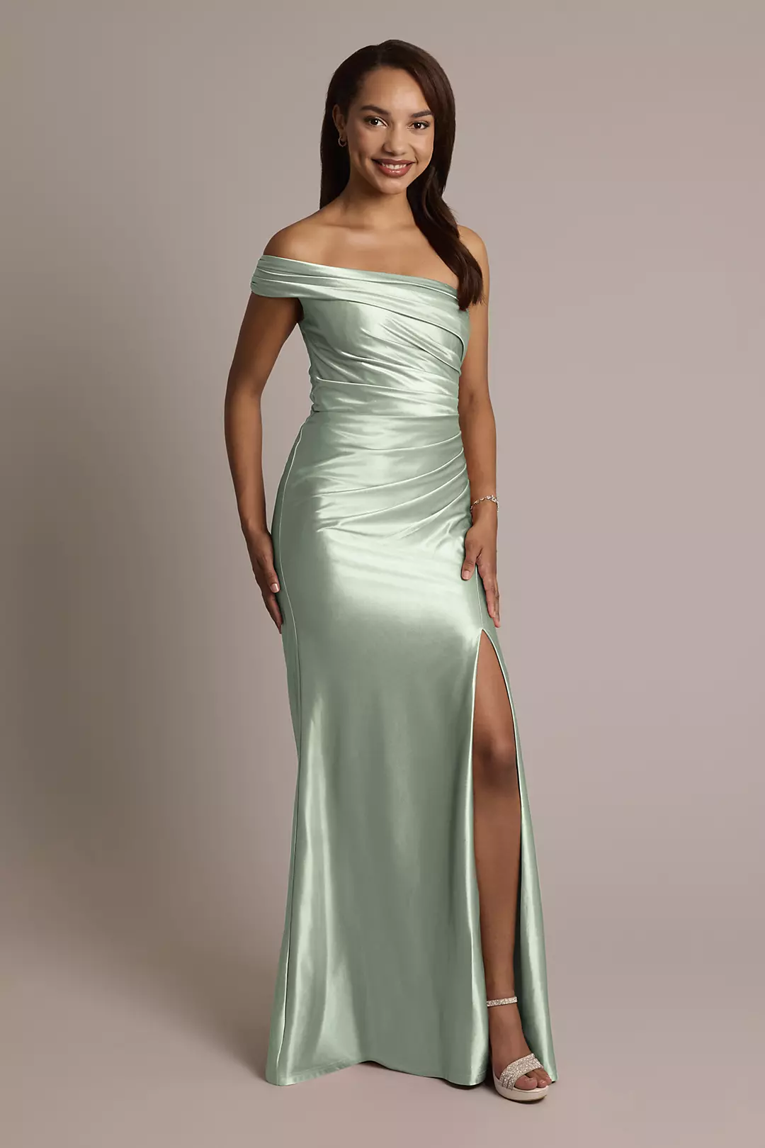 Sculpting Shiny Satin Ruched Sheath Dresses - XNAUWBI