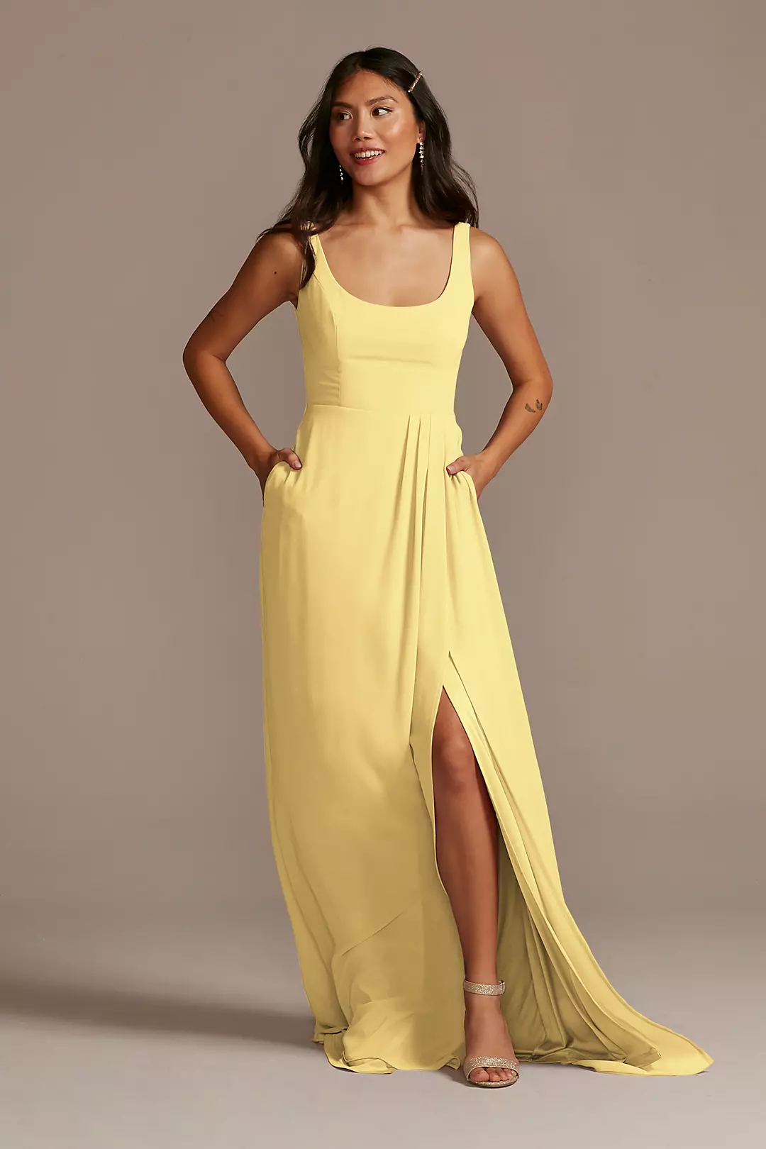 Chiffon Tank Scoop Neck Dresses - XNAUWBI