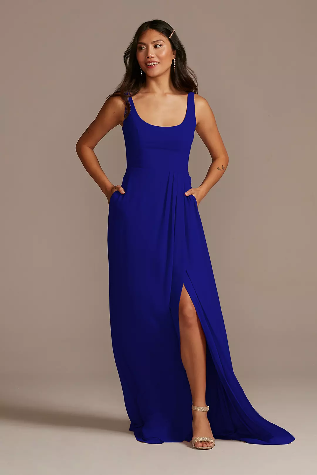 Chiffon Tank Scoop Neck Dresses - XNAUWBI