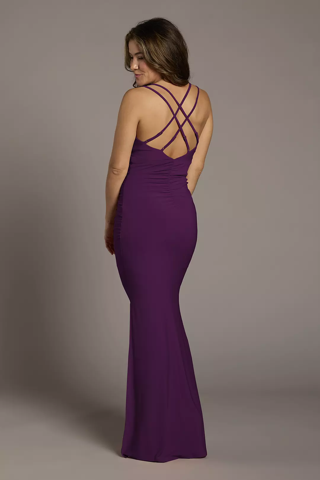 Jersey Cowl Neck Cross Back Sheath Dresses - XNAUWBI