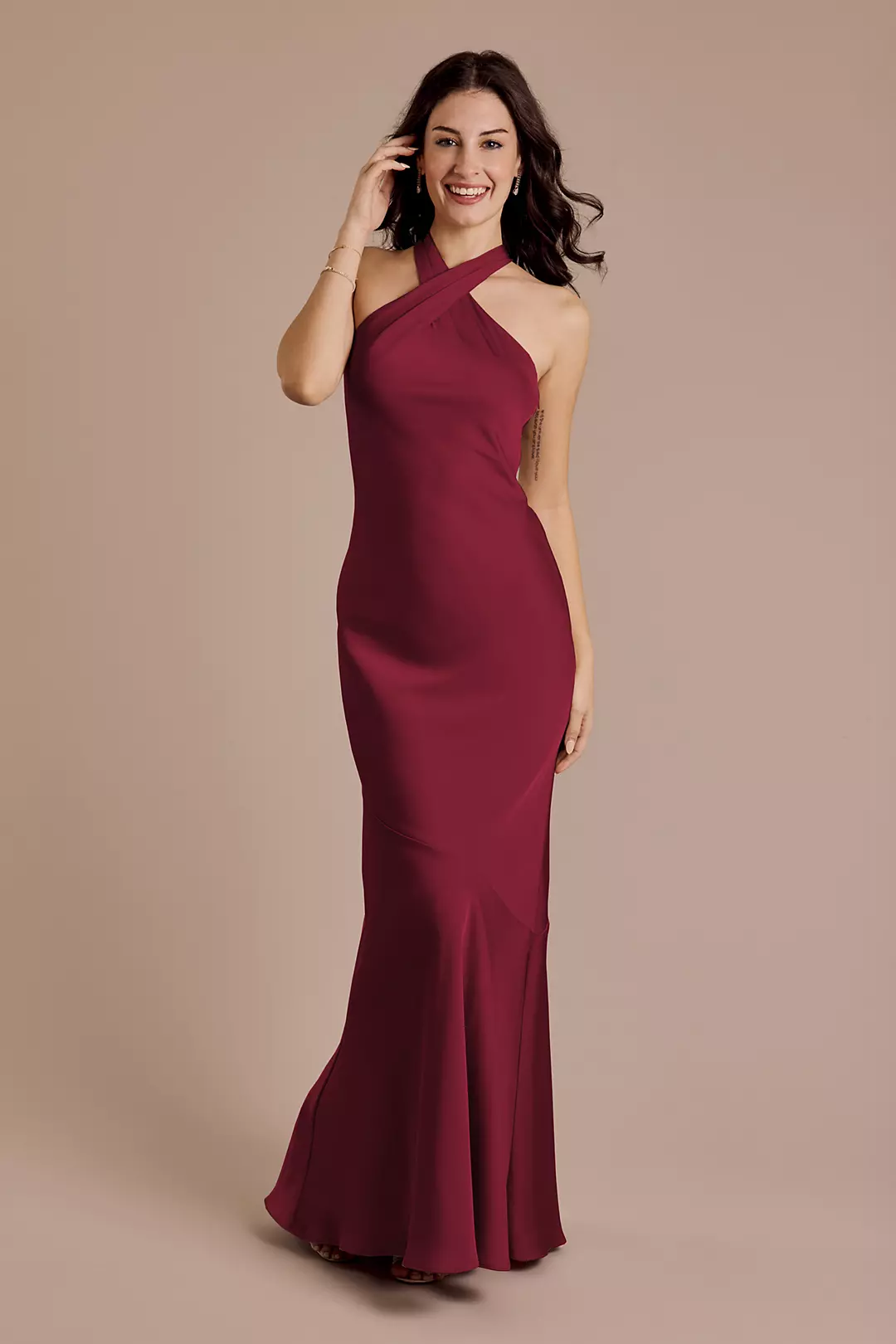 Matte Satin Y-Neck Bias Sheath Dresses - XNAUWBI