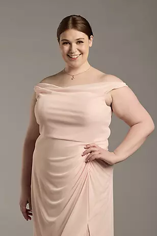 Mesh Cowl Neck Ruched A-Line Dresses - XNAUWBI