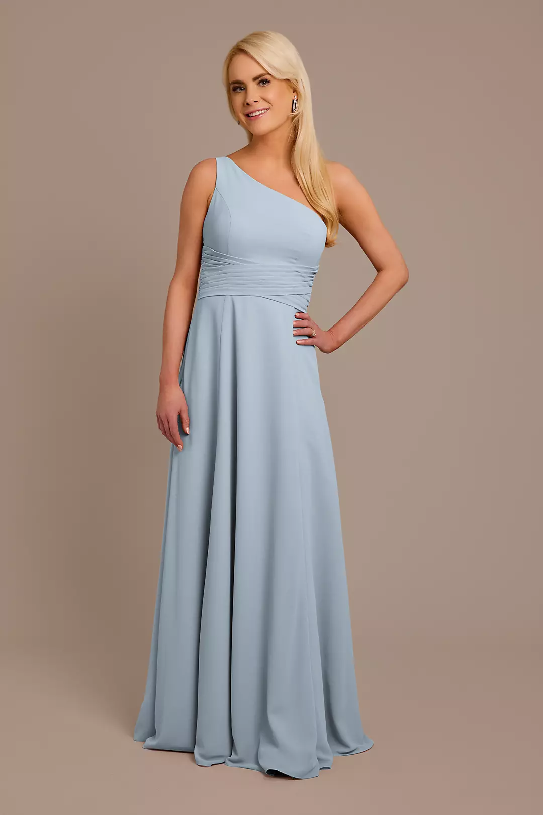 Chiffon One-Shoulder Dress with Tie Dress - XNAUWBI