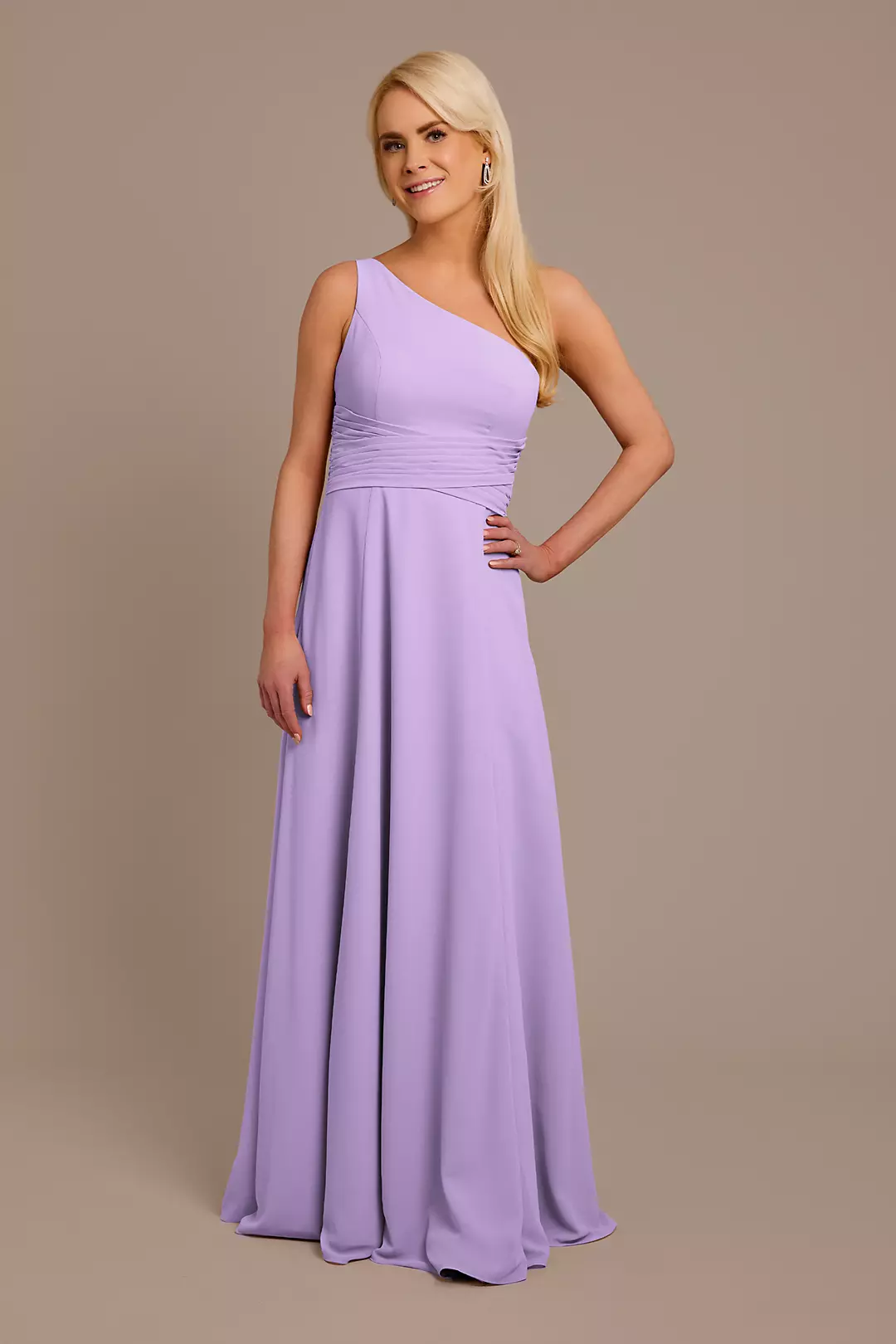 Chiffon One-Shoulder Dress with Tie Dress - XNAUWBI