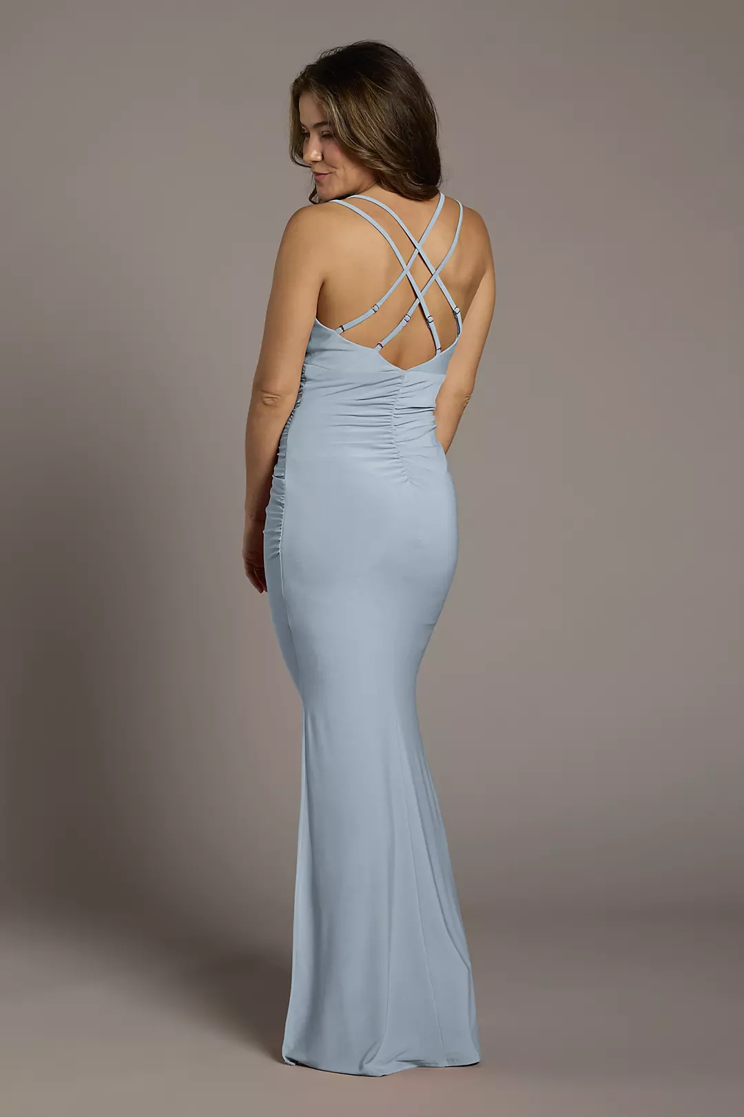 Jersey Cowl Neck Cross Back Sheath Dresses - XNAUWBI