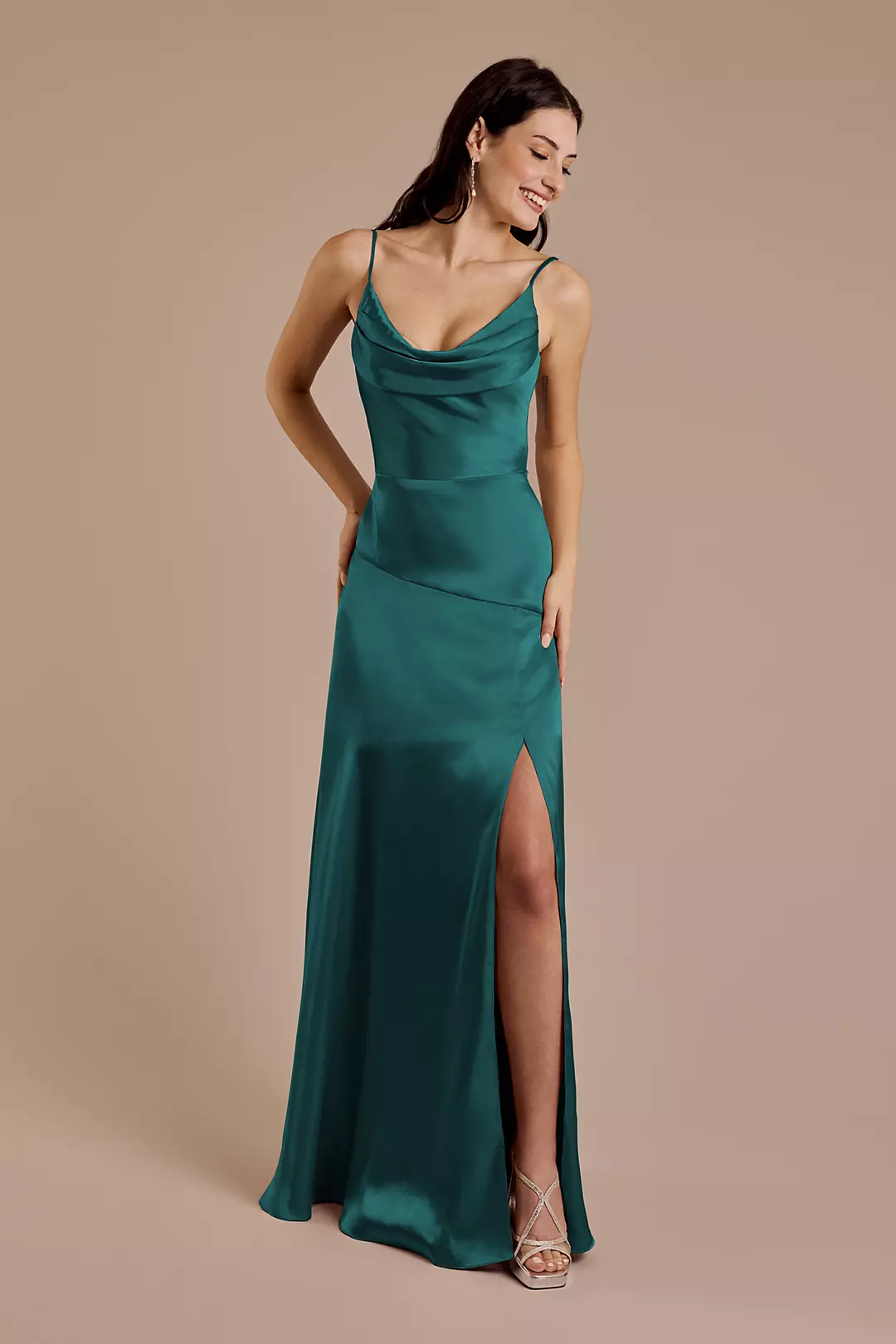 Charmeuse Cowl Neck Sheath Dresses - XNAUWBI