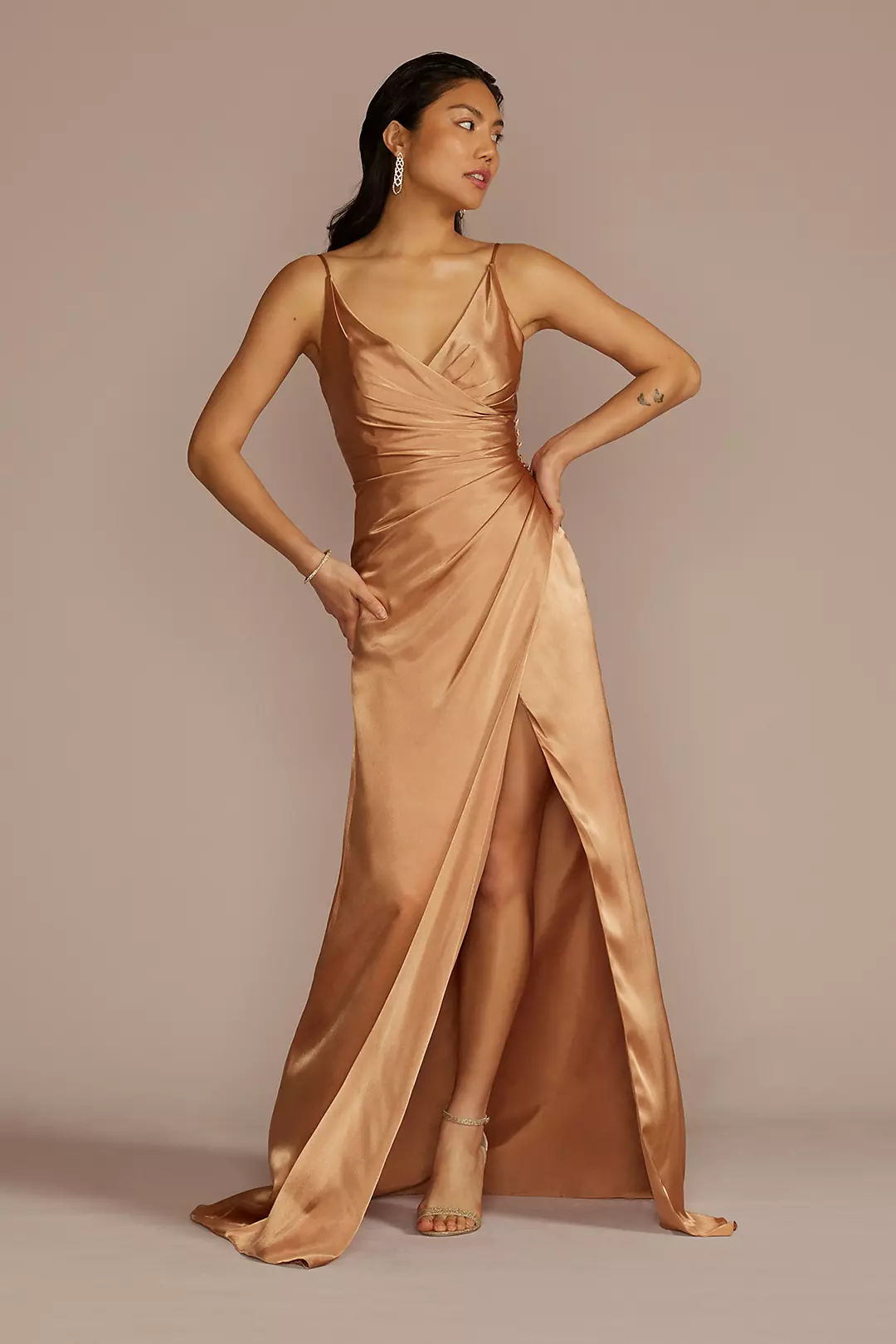 Charmeuse Draped Strappy Dresses - XNAUWBI