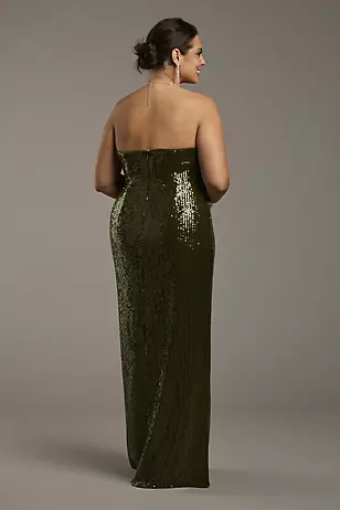Strapless Sequin Notch Neckline Sheath Dresses - XNAUWBI