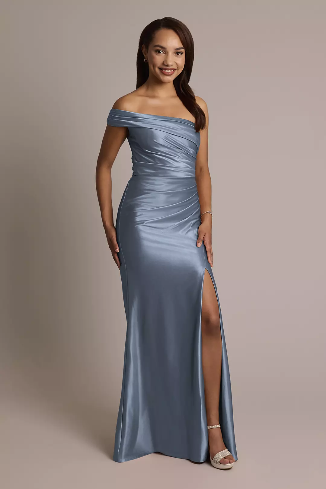 Sculpting Shiny Satin Ruched Sheath Dresses - XNAUWBI