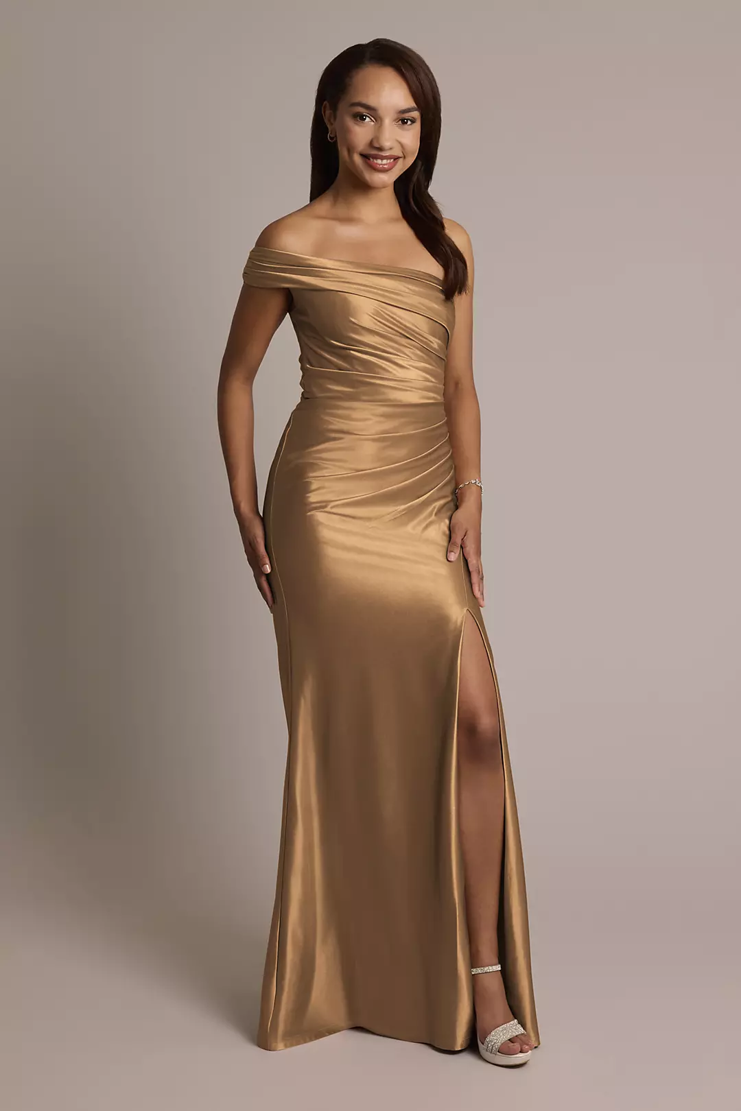 Sculpting Shiny Satin Ruched Sheath Dresses - XNAUWBI
