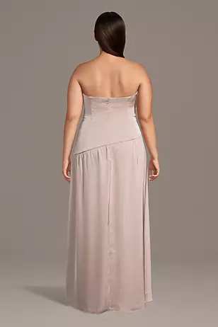 Matte Satin Strapless Drop Waist Dresses - XNAUWBI