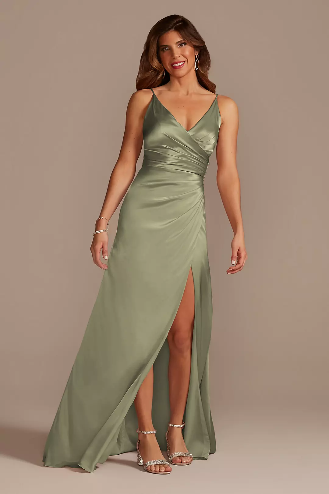 Charmeuse Draped Strappy Dresses - XNAUWBI