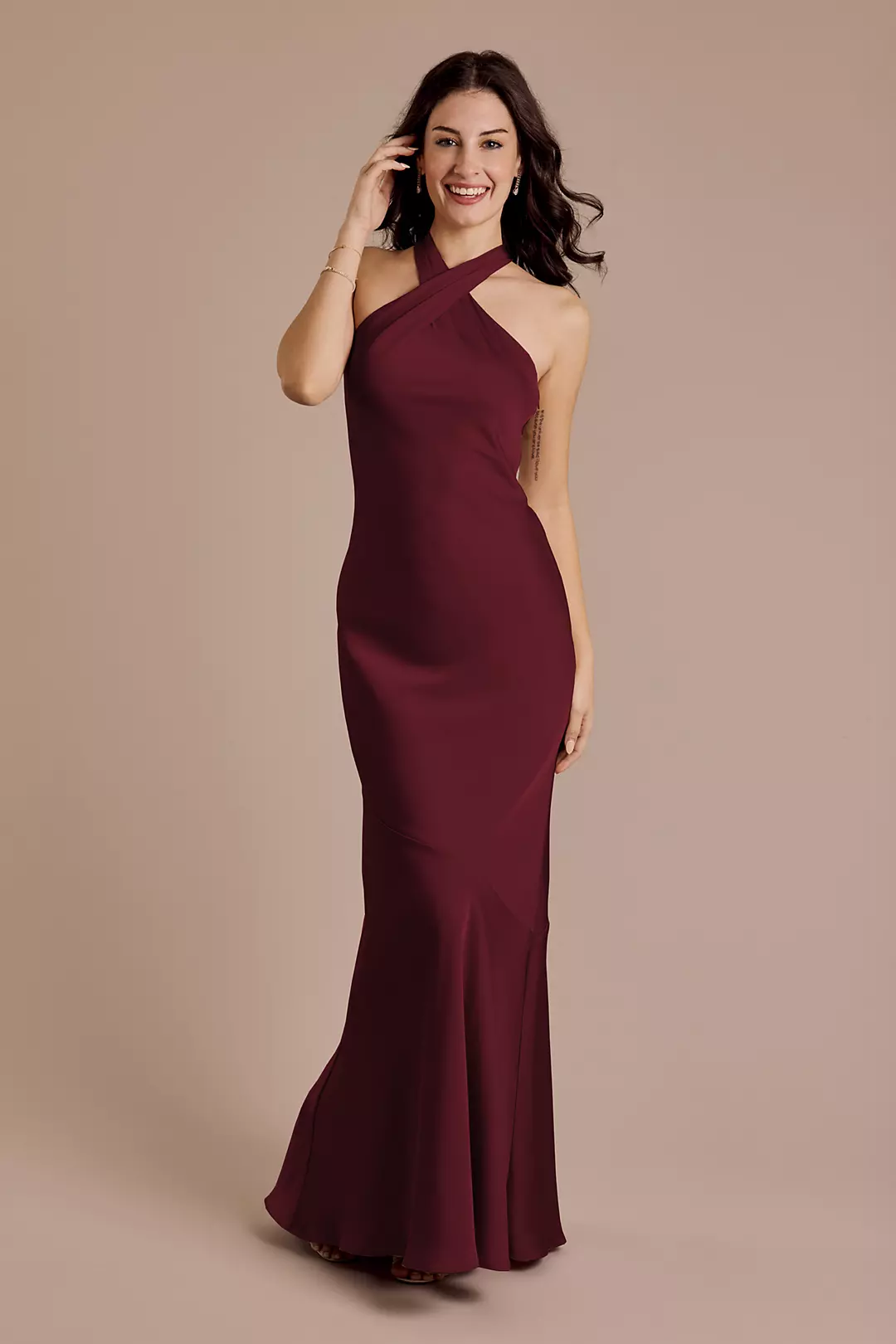 Matte Satin Y-Neck Bias Sheath Dresses - XNAUWBI
