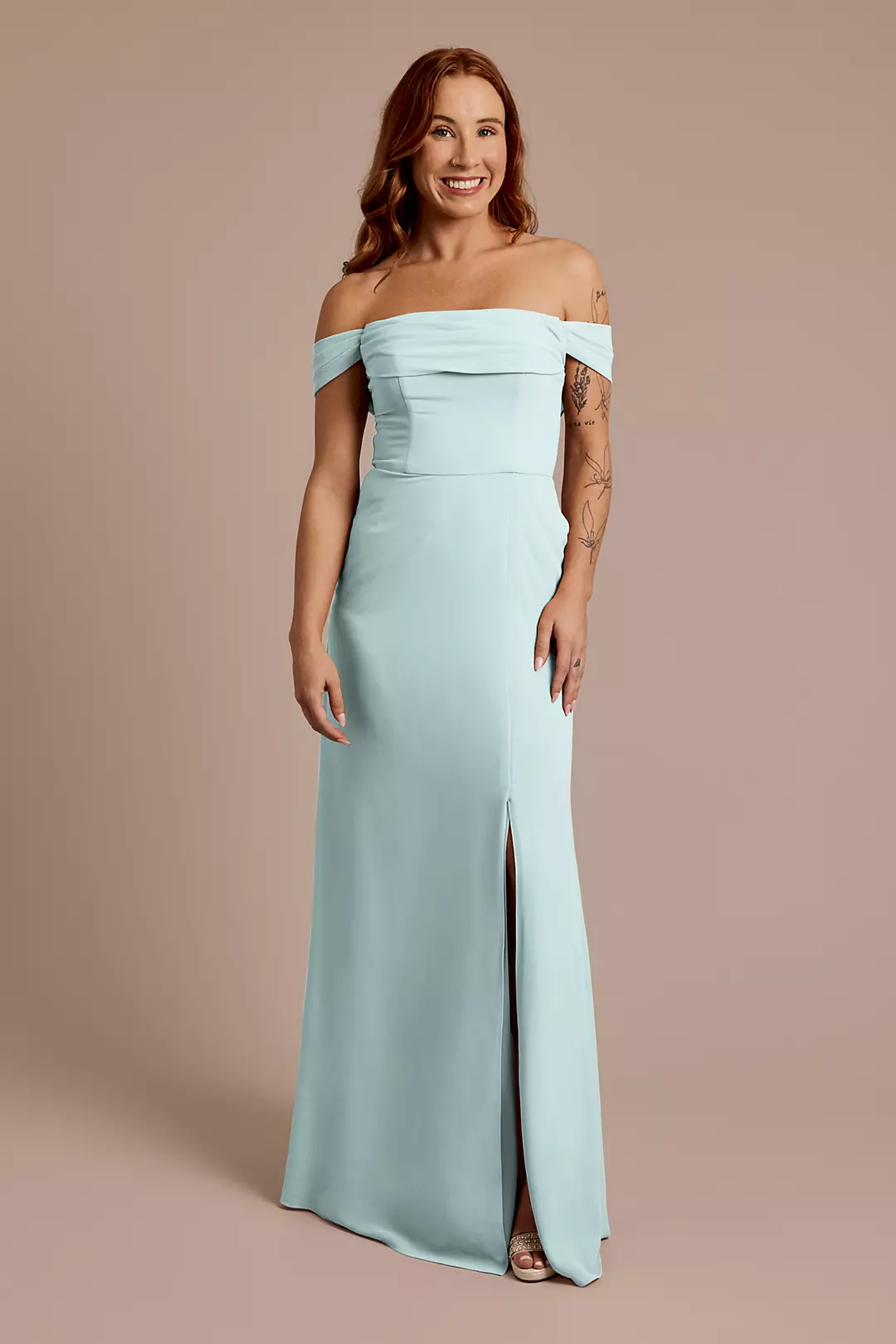 Chiffon Off-the-Shoulder Draped Dresses - XNAUWBI