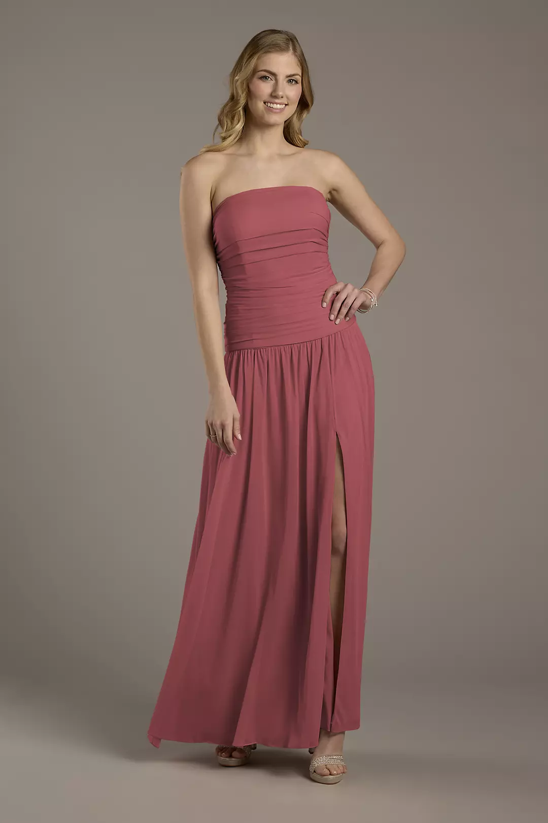 Mesh Strapless Drop Waist Dresses - XNAUWBI