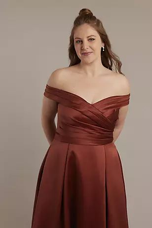 Matte Satin Off-the-Shoulder Ball Gown Dresses - XNAUWBI