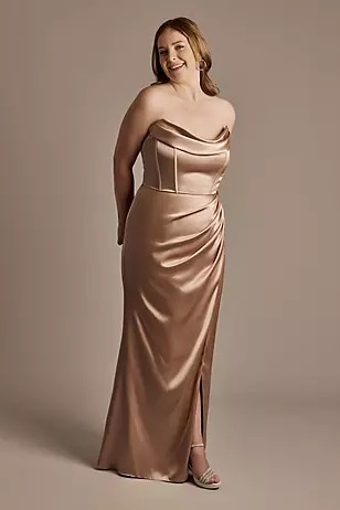 Charmeuse Cowl Spaghetti Strap Dresses - XNAUWBI