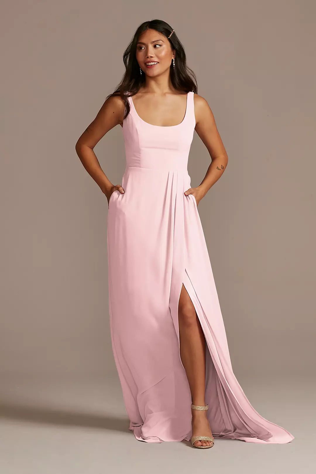 Chiffon Tank Scoop Neck Dresses - XNAUWBI