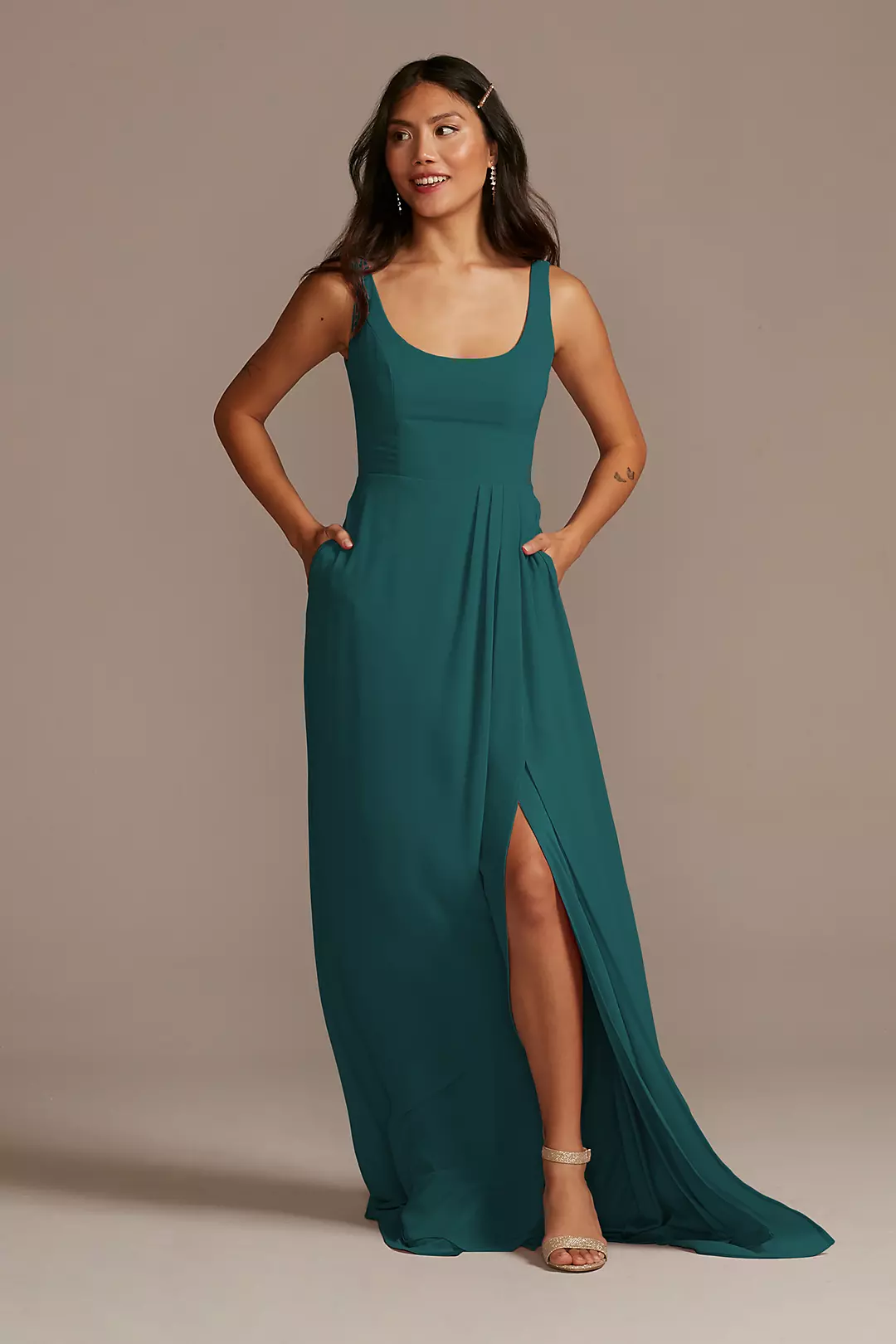 Chiffon Tank Scoop Neck Dresses - XNAUWBI