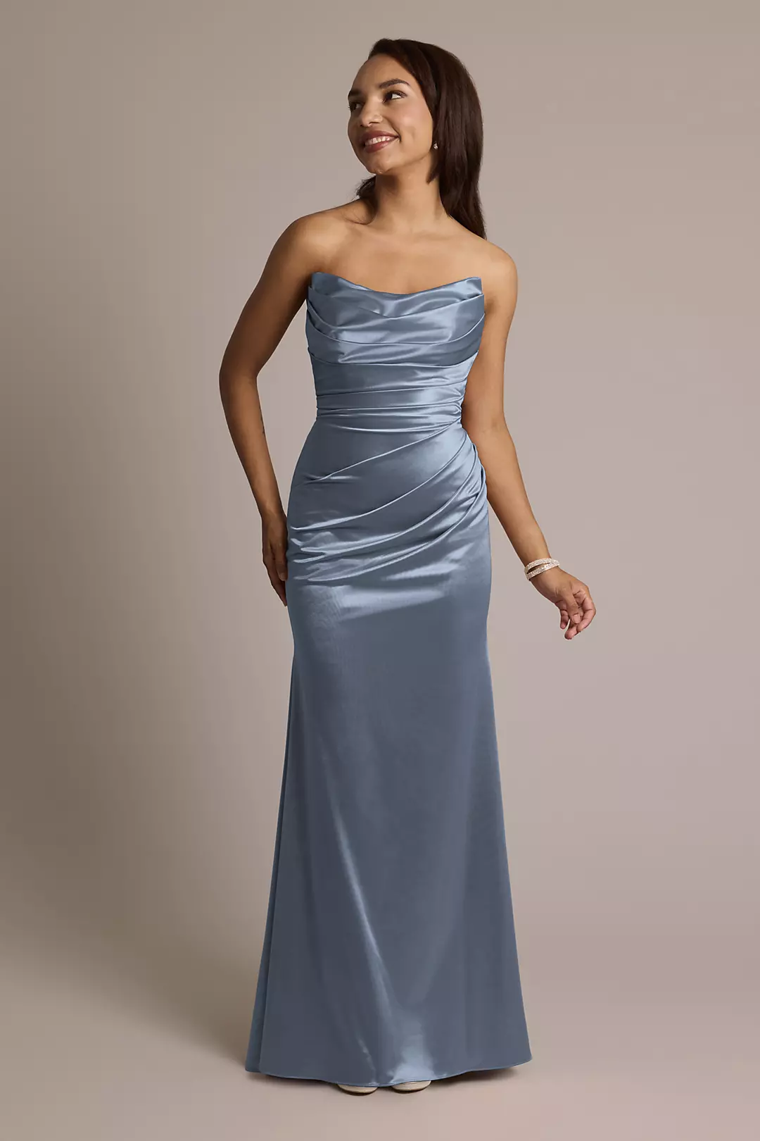 Sculpting Shiny Satin Strapless Mermaid Dresses - XNAUWBI