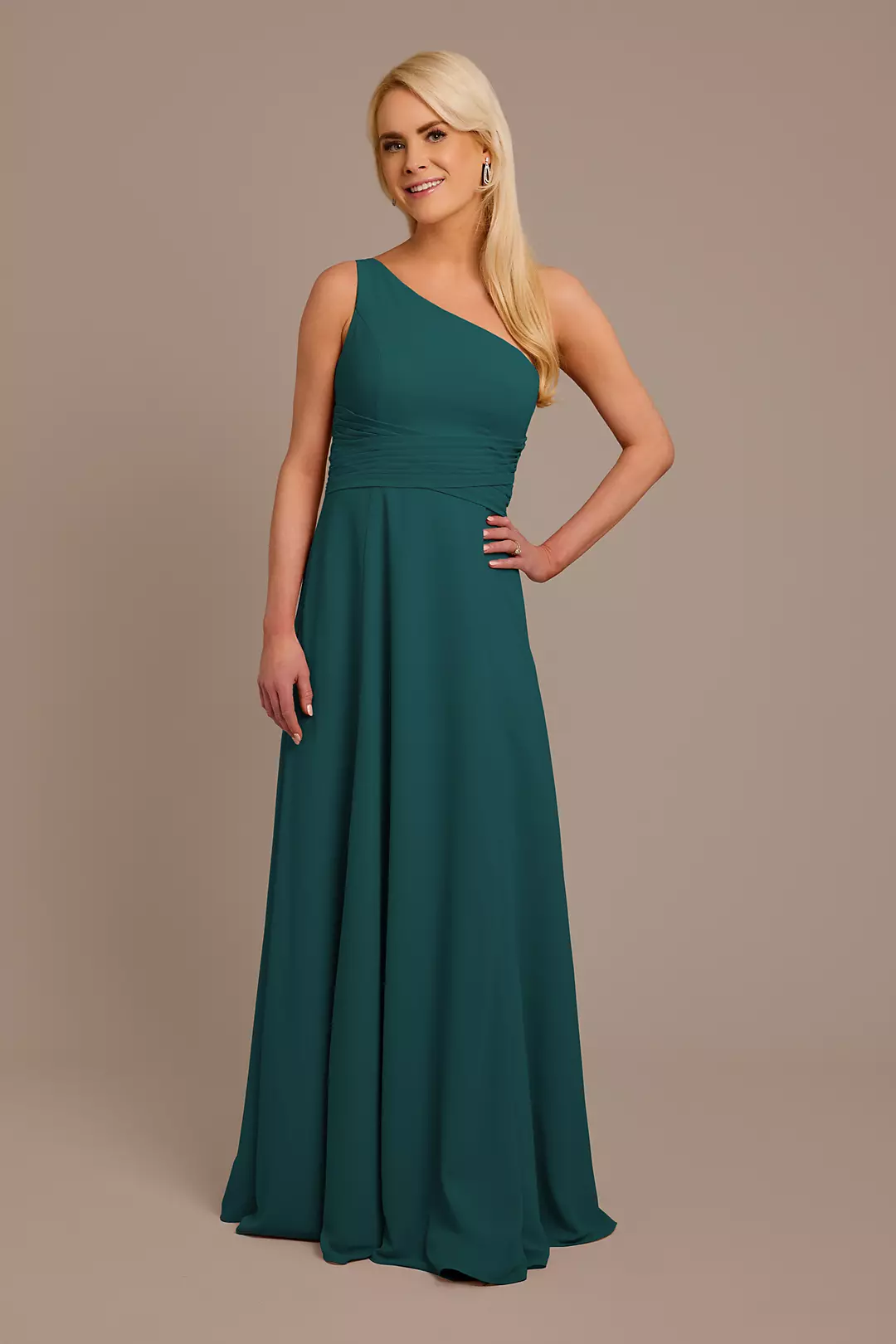 Chiffon One-Shoulder Dress with Tie Dress - XNAUWBI