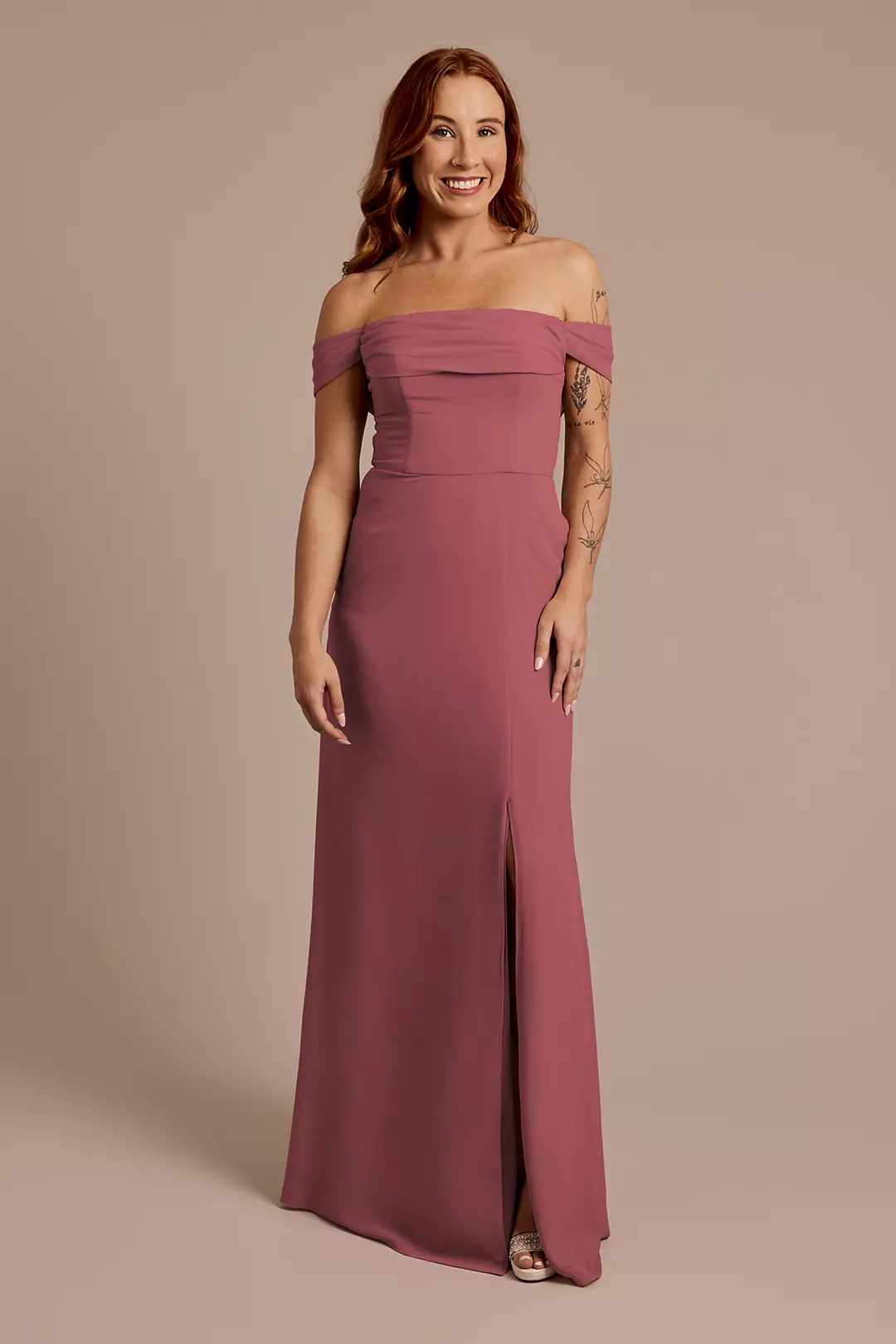 Chiffon Off-the-Shoulder Draped Dresses - XNAUWBI