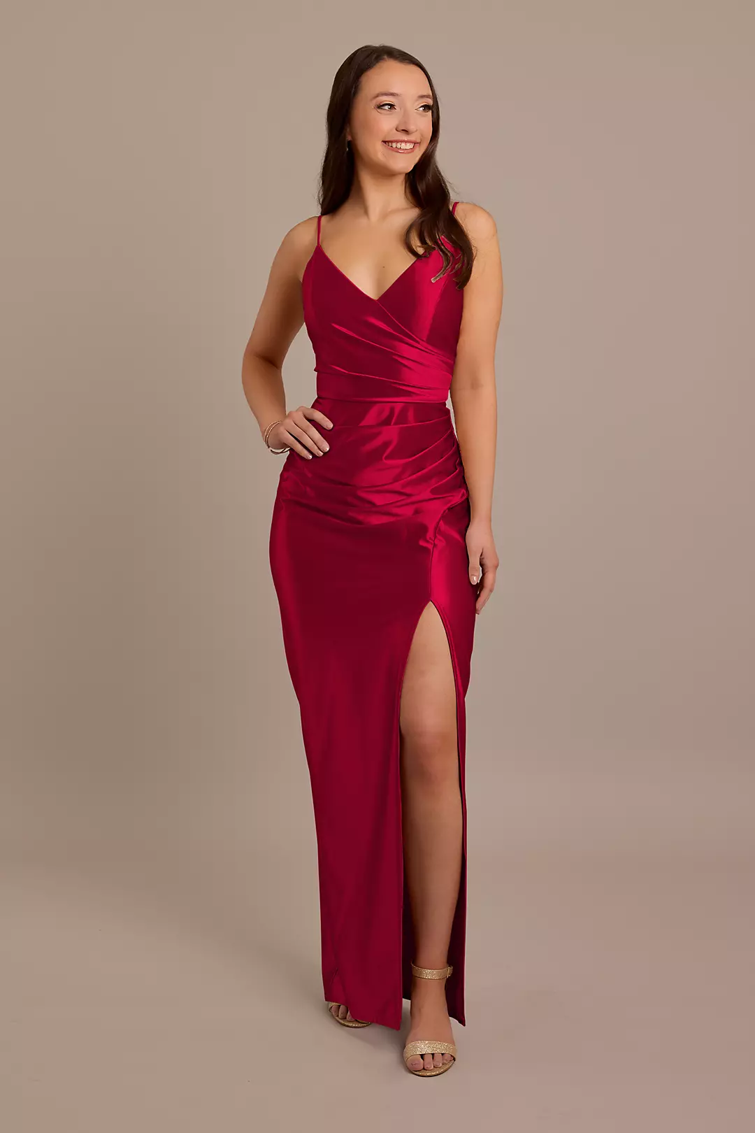 Sculpting Shiny Satin Spaghetti Strap Dresses - XNAUWBI
