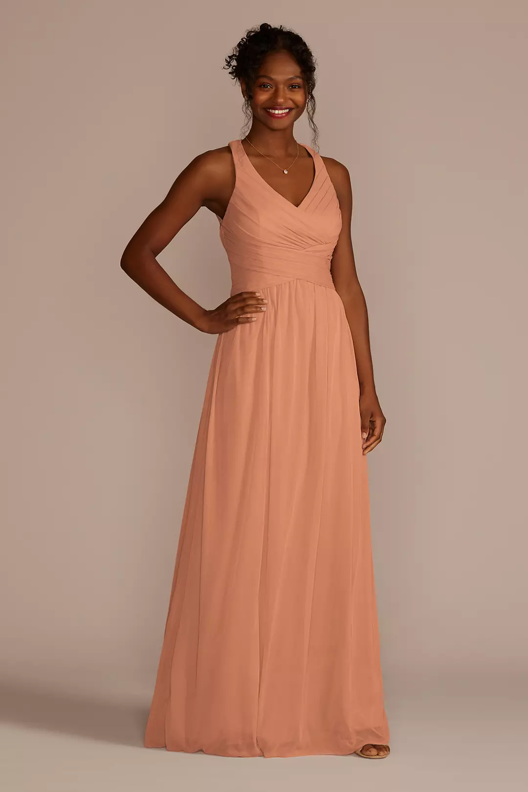 Mesh Long Dress with Crisscross Back Dress - XNAUWBI