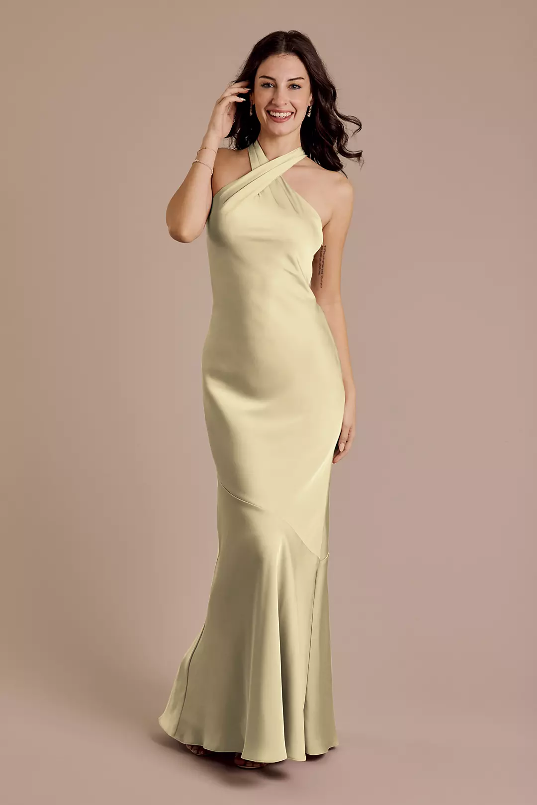 Matte Satin Y-Neck Bias Sheath Dresses - XNAUWBI