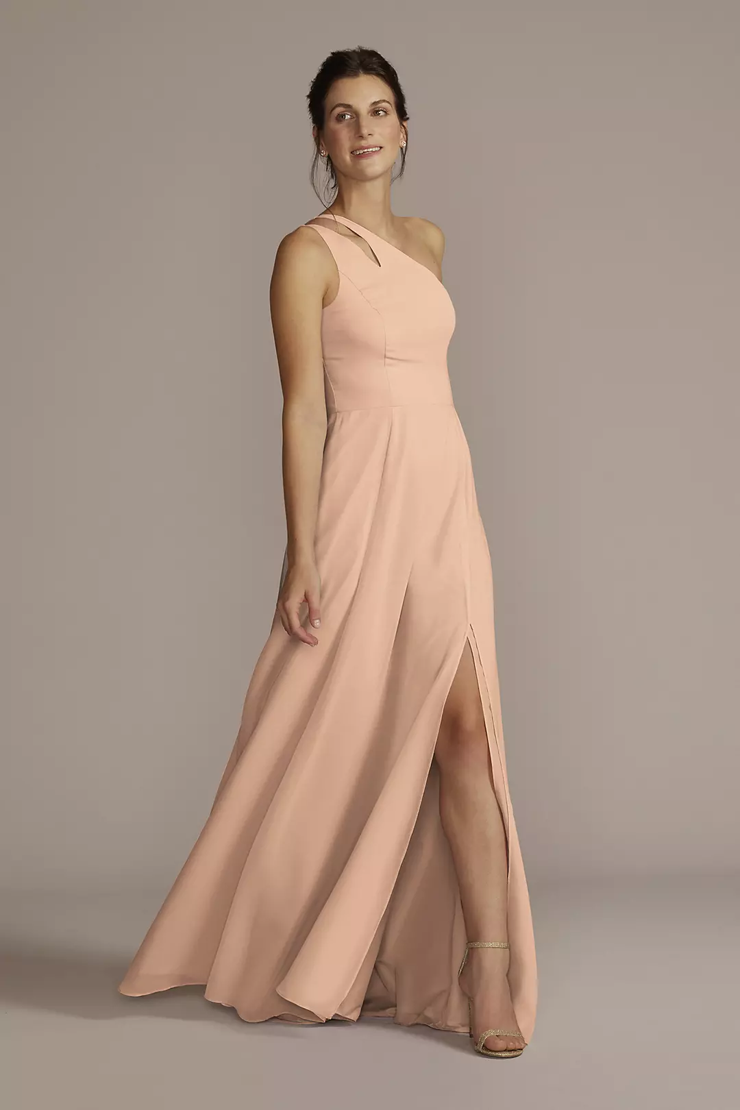 Chiffon One-Shoulder Cutout Dresses - XNAUWBI