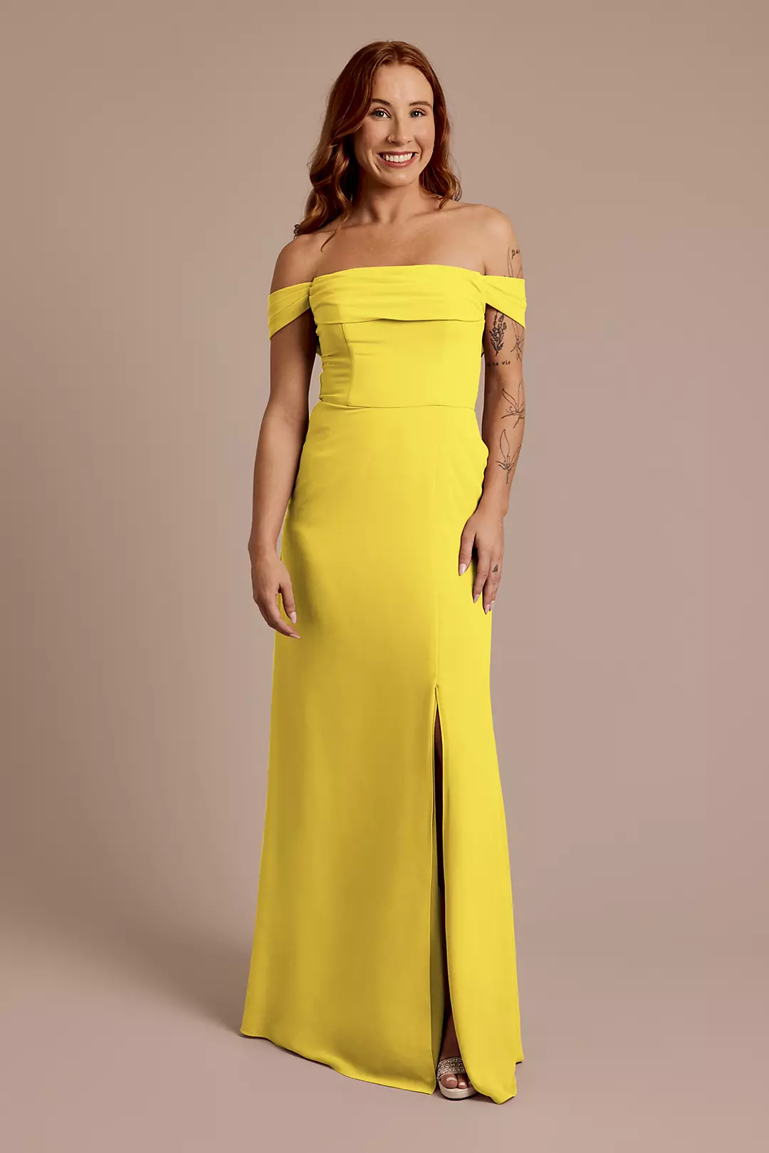 Chiffon Off-the-Shoulder Draped Dresses - XNAUWBI