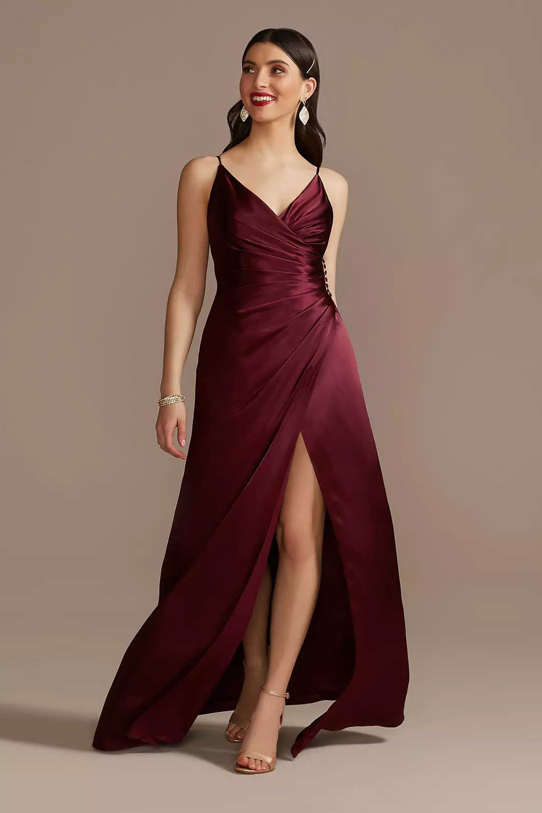 Charmeuse Draped Strappy Dresses - XNAUWBI