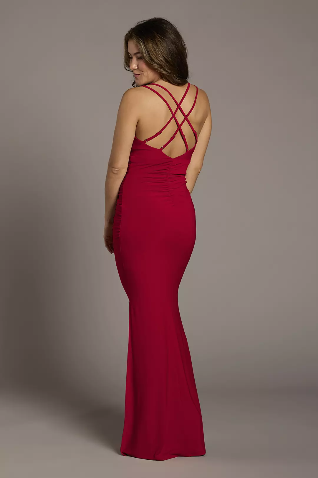 Jersey Cowl Neck Cross Back Sheath Dresses - XNAUWBI