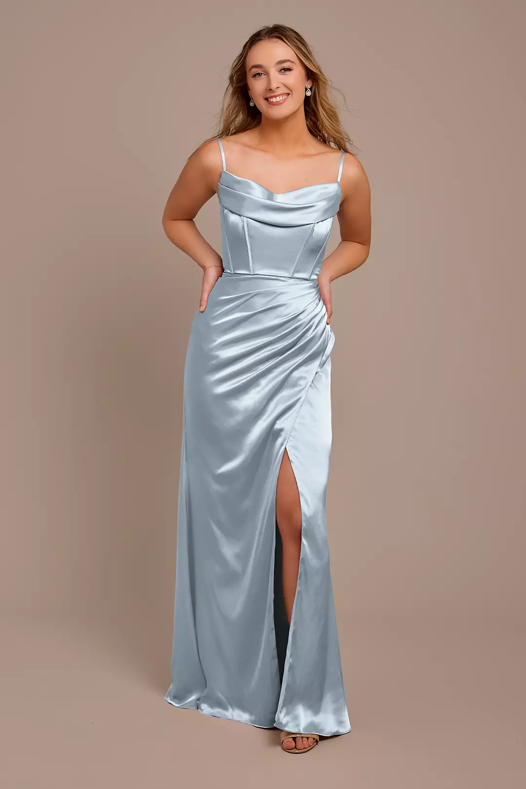 Charmeuse Cowl Spaghetti Strap Dresses - XNAUWBI