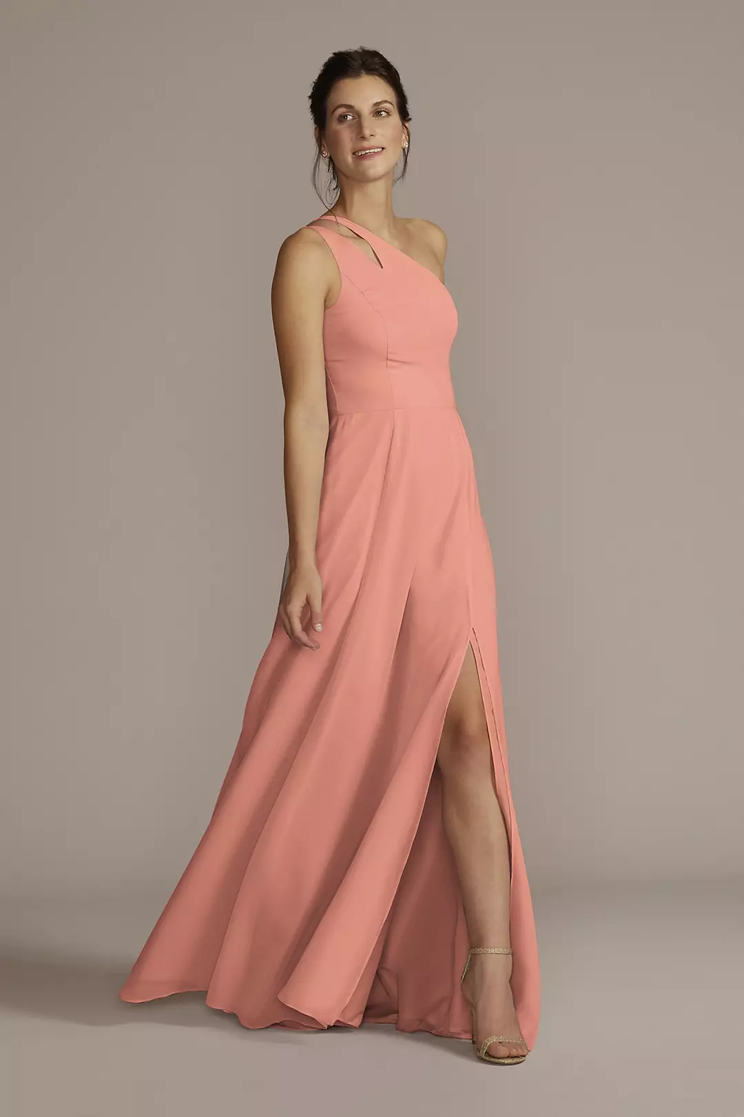 Chiffon One-Shoulder Cutout Dresses - XNAUWBI