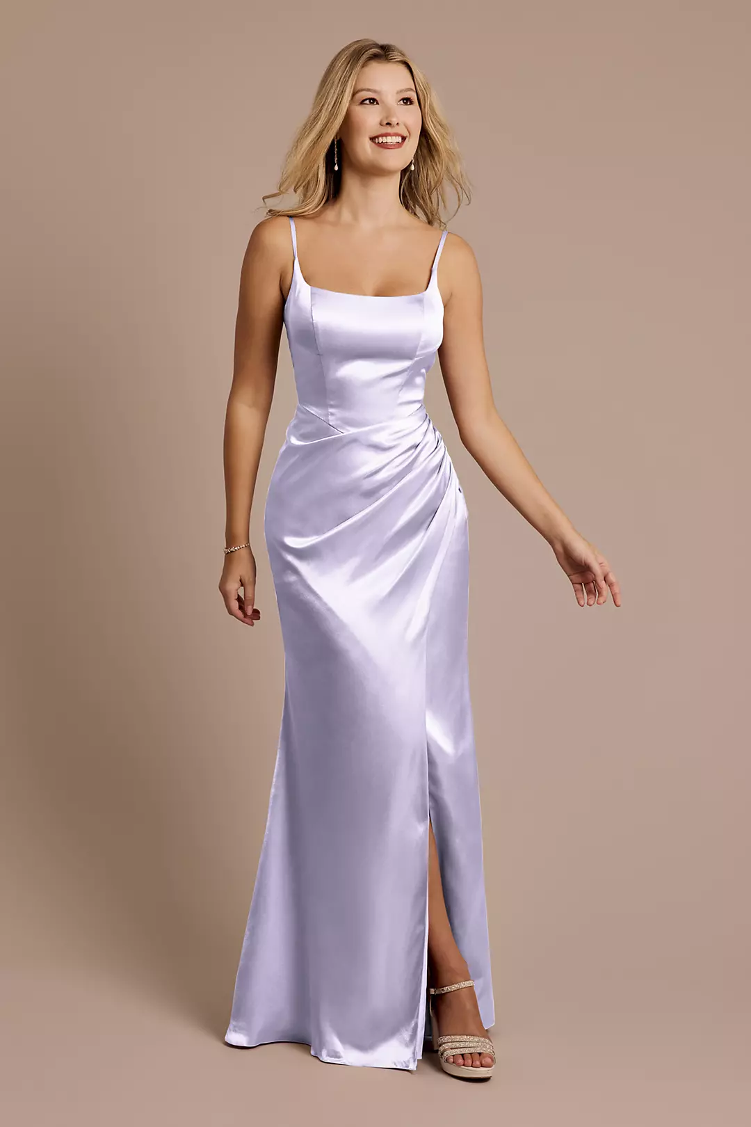 Charmeuse Square Neck Corset Sheath Dresses - XNAUWBI