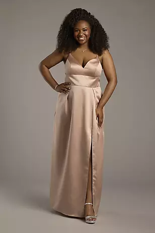 Satin Empire Waist Ball Gown Dress - XNAUWBI