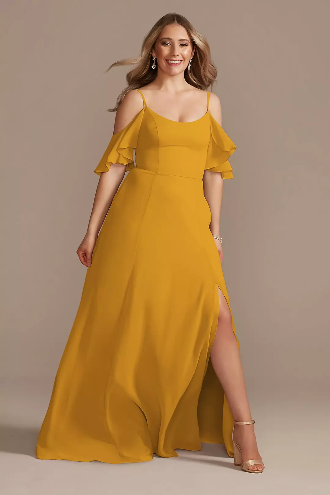 Cold-Shoulder Long Chiffon Dresses - XNAUWBI