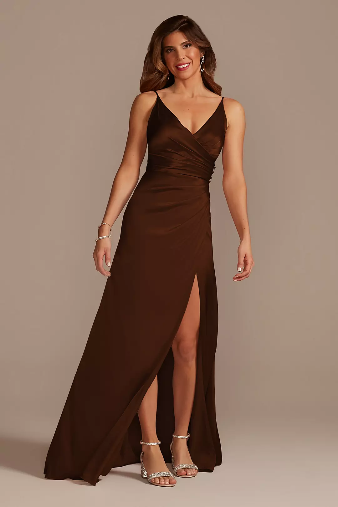 Charmeuse Draped Strappy Dresses - XNAUWBI