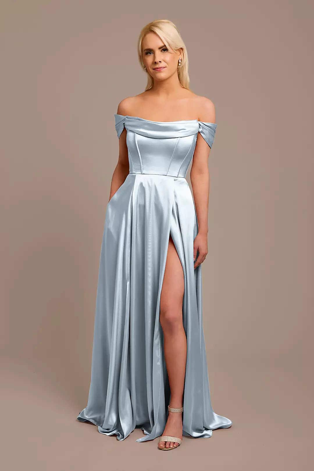 Charmeuse Cowl Off-the-Shoulder Dresses - XNAUWBI
