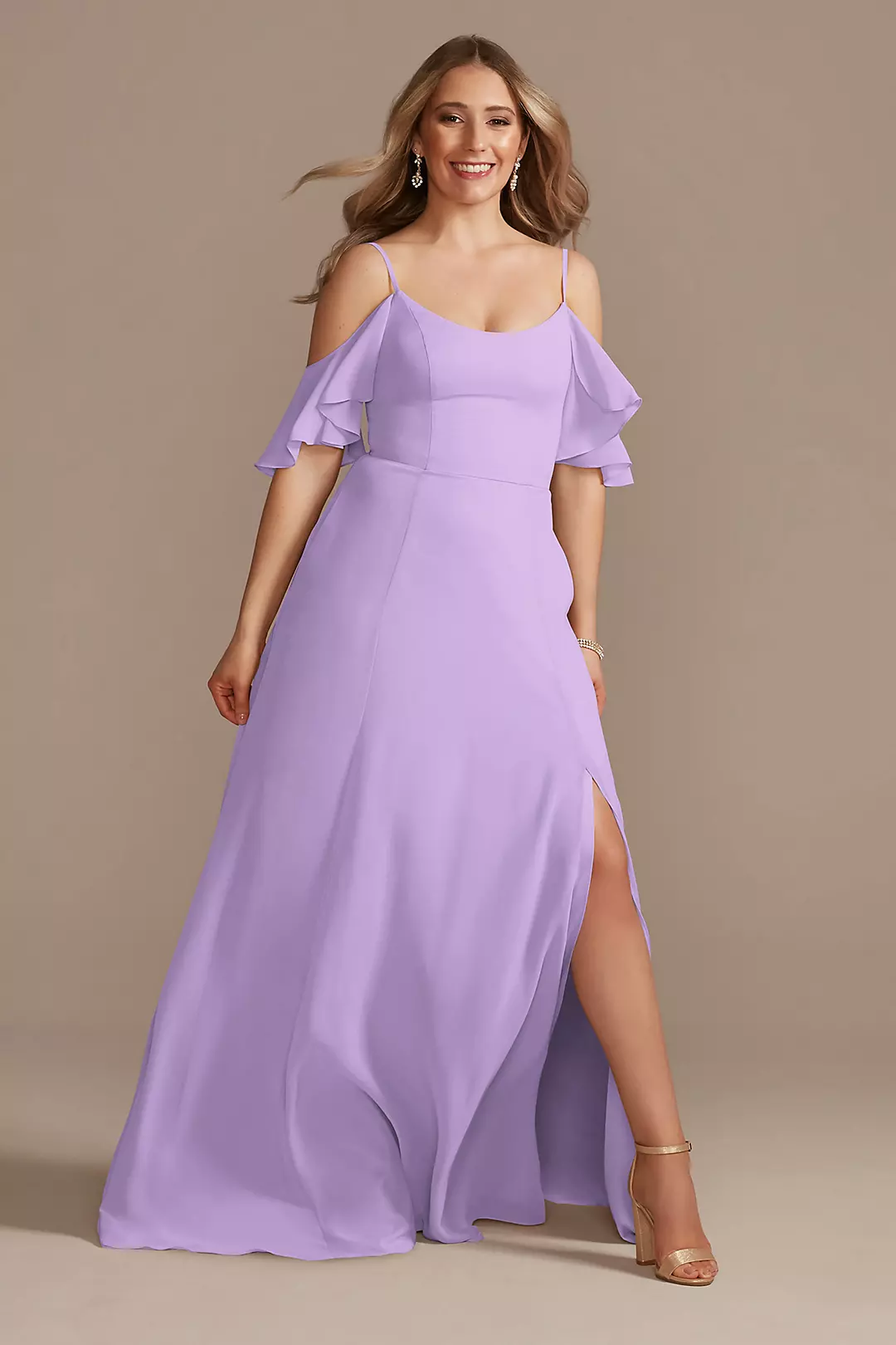 Cold-Shoulder Long Chiffon Dresses - XNAUWBI