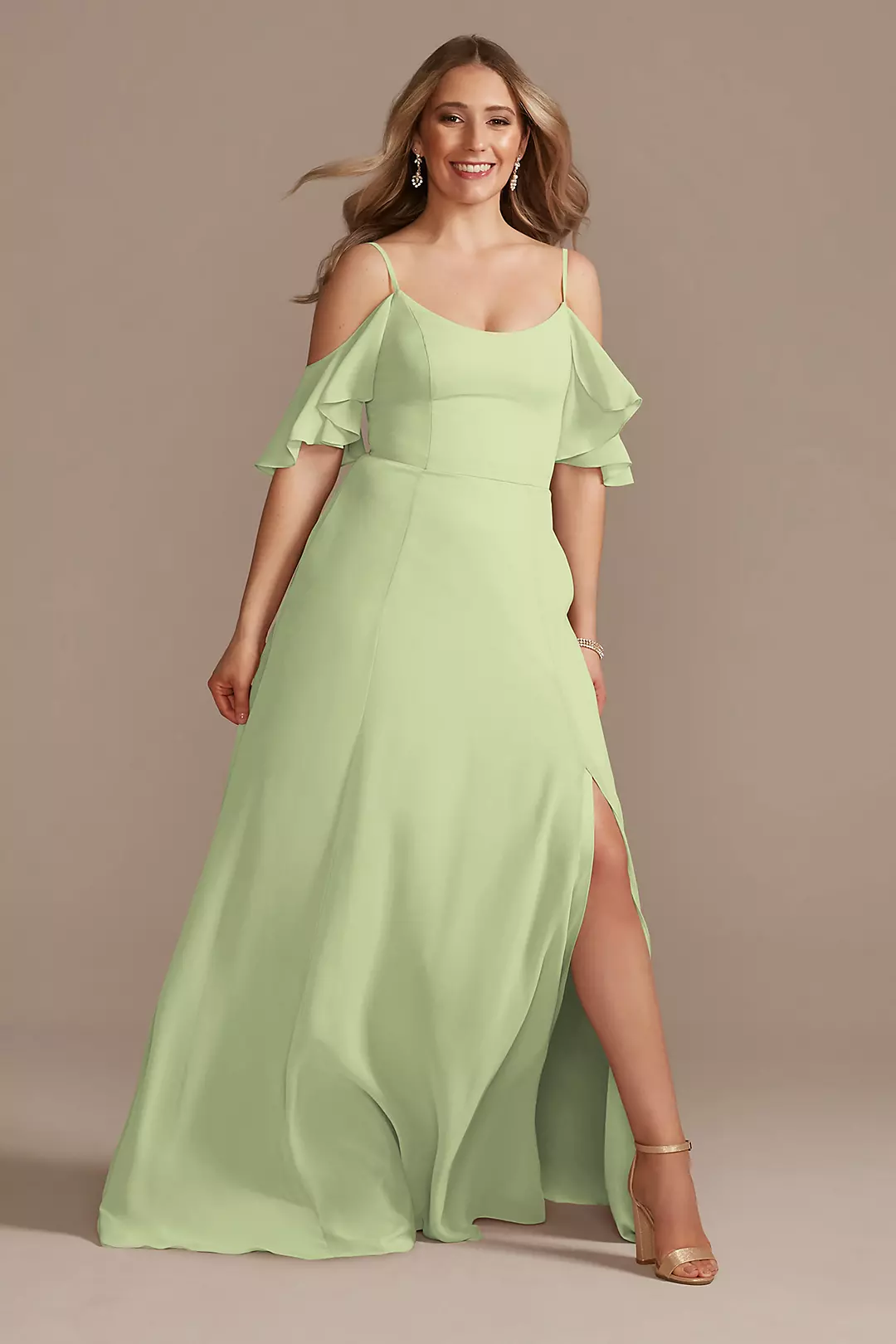 Cold-Shoulder Long Chiffon Dresses - XNAUWBI