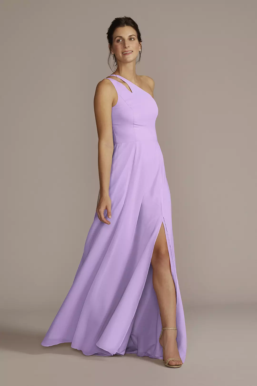 Chiffon One-Shoulder Cutout Dresses - XNAUWBI