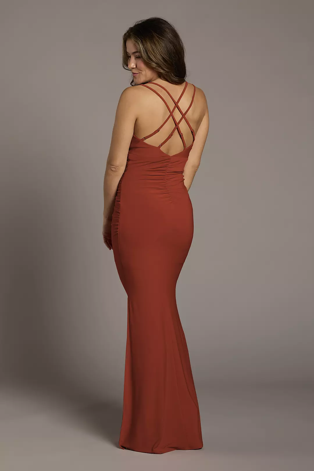 Jersey Cowl Neck Cross Back Sheath Dresses - XNAUWBI
