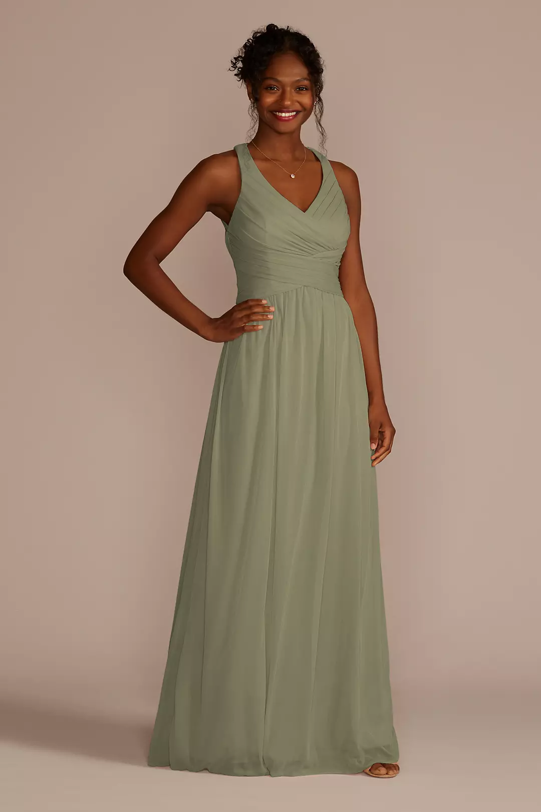 Mesh Long Dress with Crisscross Back Dress - XNAUWBI