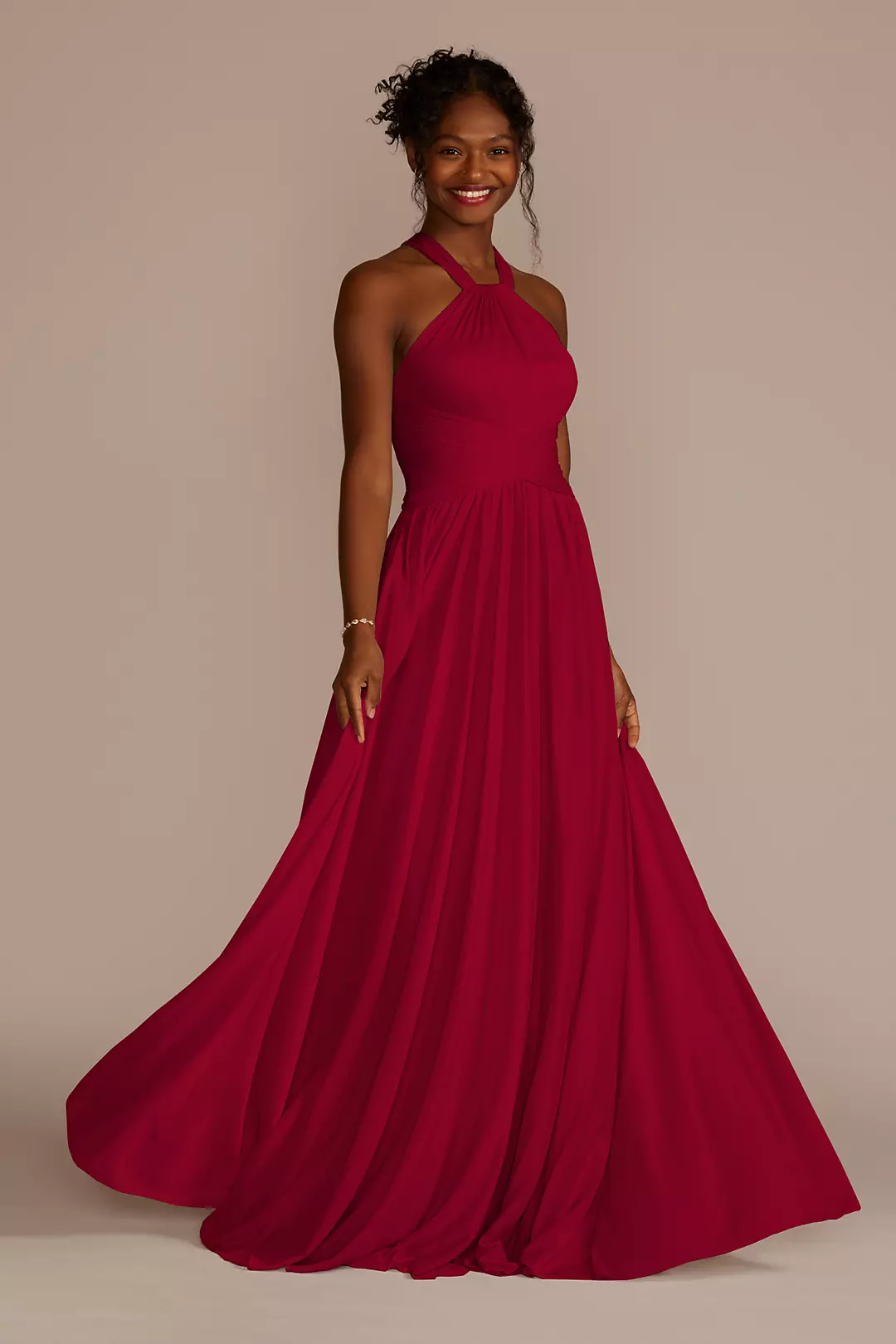 High-Neck Mesh Dress with Full Skirt Dress - XNAUWBI