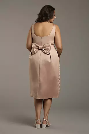 Matte Satin Tank Midi Dress with Bow Back Dress - XNAUWBI