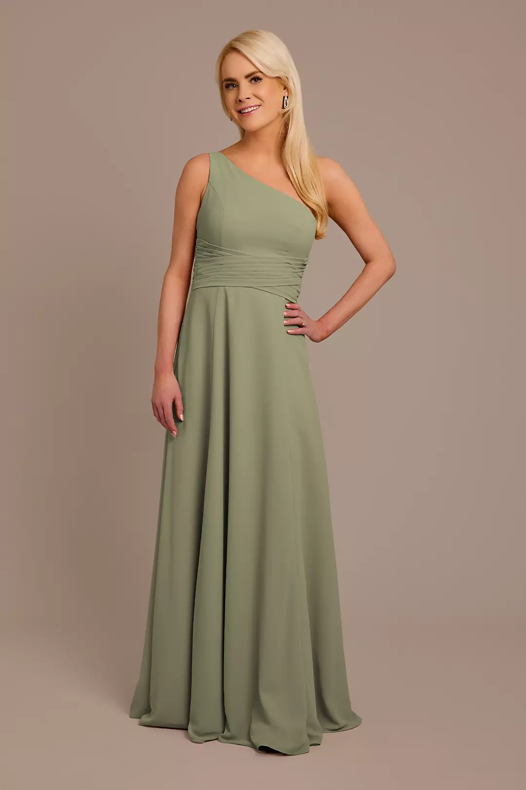 Chiffon One-Shoulder Dress with Tie Dress - XNAUWBI