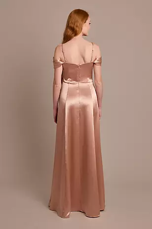 Luxe Charmeuse Off-the-Shoulder Dresses - XNAUWBI