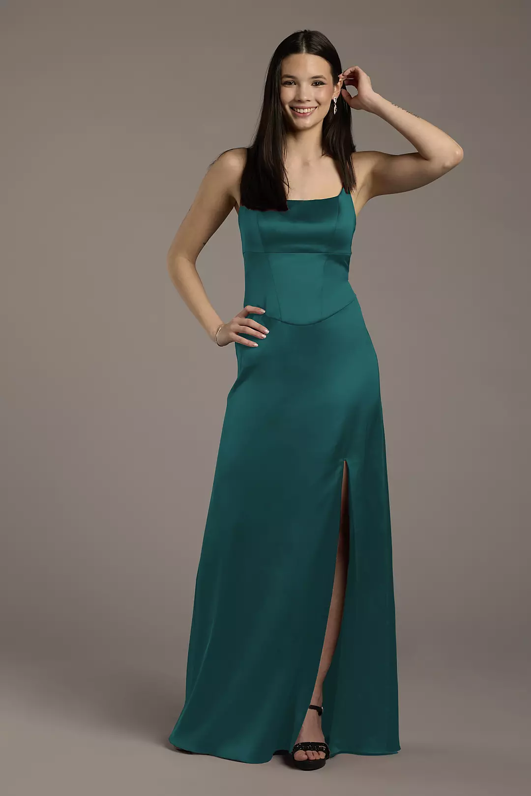 Stretch Matte Satin Basque Waist Sheath Dresses - XNAUWBI